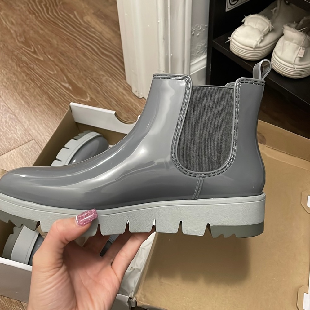 Stylish grey rain boots